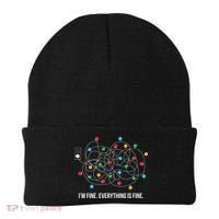 Christmas Lights Funny I'm Fine Everything Is Fine Funny Xmas Beanie thumb 0