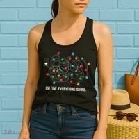 Christmas Lights Funny I'm Fine Everything Is Fine Funny Xmas Women's Tank Top thumb 2