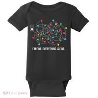 Christmas Lights Funny I'm Fine Everything Is Fine Funny Xmas Baby Bodysuit thumb 0