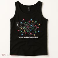 Christmas Lights Funny I'm Fine Everything Is Fine Funny Xmas Tank Top thumb 2