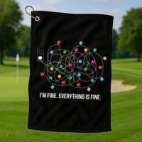 Christmas Lights Funny I'm Fine Everything Is Fine Funny Xmas Golf Towel thumb 1