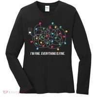 Christmas Lights Funny I'm Fine Everything Is Fine Funny Xmas Women's Long Sleeve Shirt thumb 0