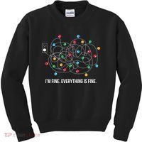 Christmas Lights Funny I'm Fine Everything Is Fine Funny Xmas Kids Sweatshirt thumb 0
