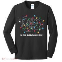 Christmas Lights Funny I'm Fine Everything Is Fine Funny Xmas Kids Long Sleeve Shirt thumb 0