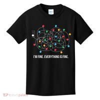 Christmas Lights Funny I'm Fine Everything Is Fine Funny Xmas Kids T-Shirt thumb 0