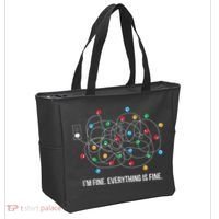 Christmas Lights Funny I'm Fine Everything Is Fine Funny Xmas Tote Bag thumb 2