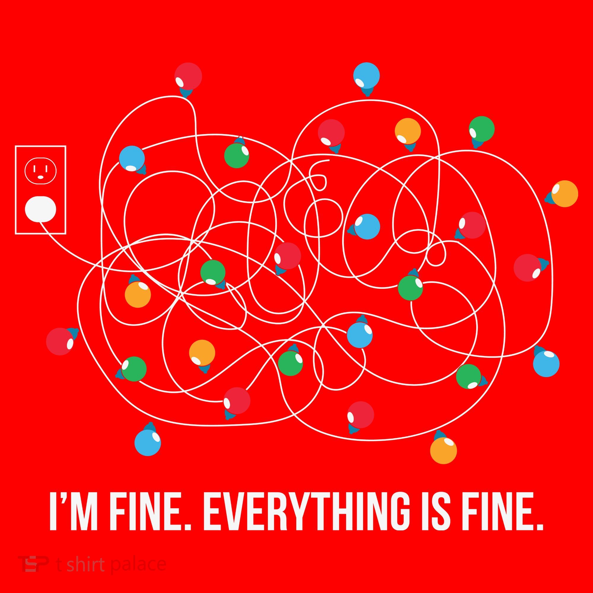 Christmas Lights Funny I'm Fine Everything Is Fine Funny Xmas Santa Hat