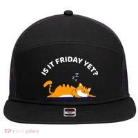 Cat Lover Funny Sleepy Cat Is It Friday Yet Cat Nap 7 Panel Mesh Trucker Snapback Hat thumb 0