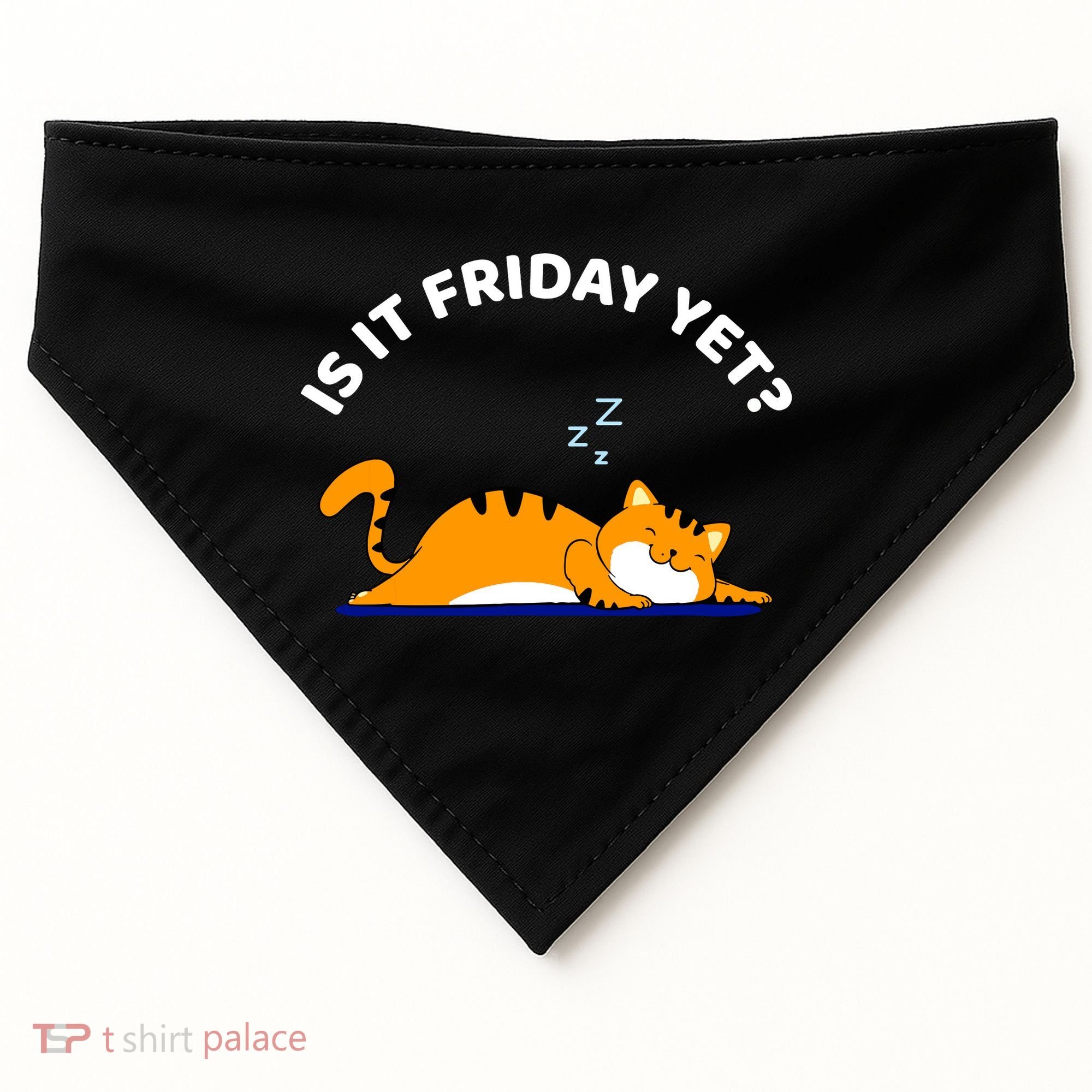 Cat Lover Funny Sleepy Cat Is It Friday Yet Cat Nap USA-Made Doggie Bandana