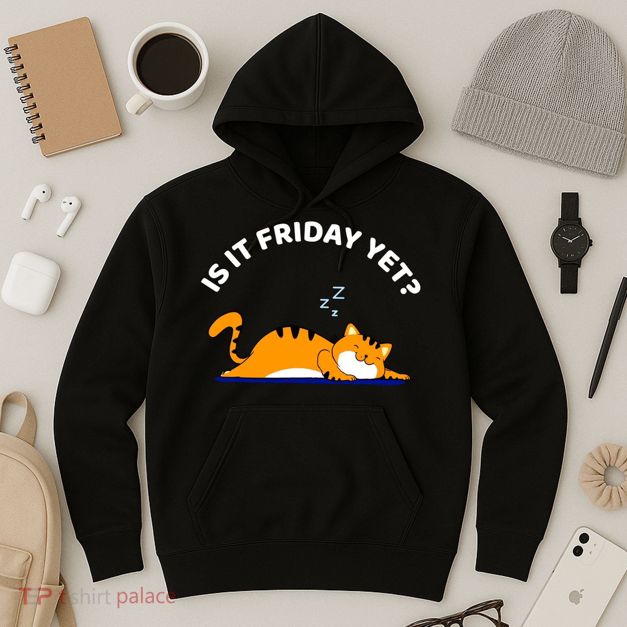 Cat Lover Funny Sleepy Cat Is It Friday Yet Cat Nap Hoodie