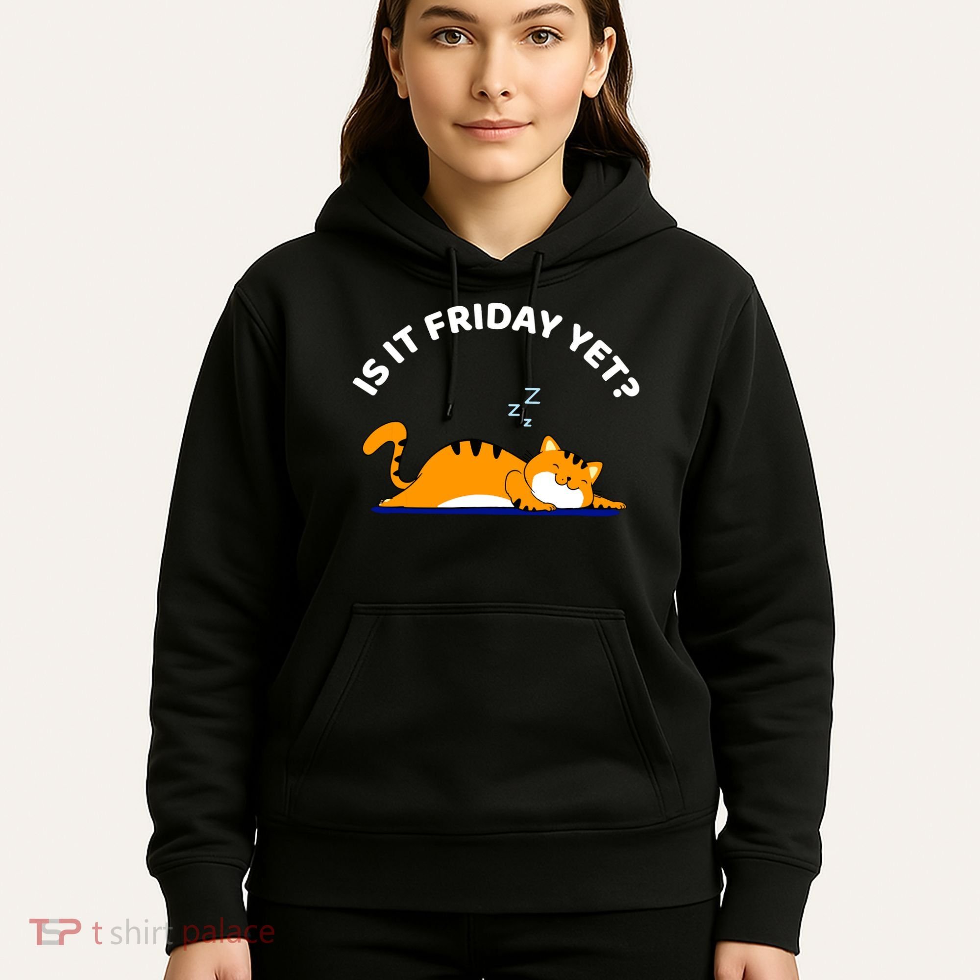 Cat Lover Funny Sleepy Cat Is It Friday Yet Cat Nap Hoodie