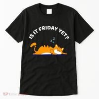 Cat Lover Funny Sleepy Cat Is It Friday Yet Cat Nap Tall T-Shirt thumb 0