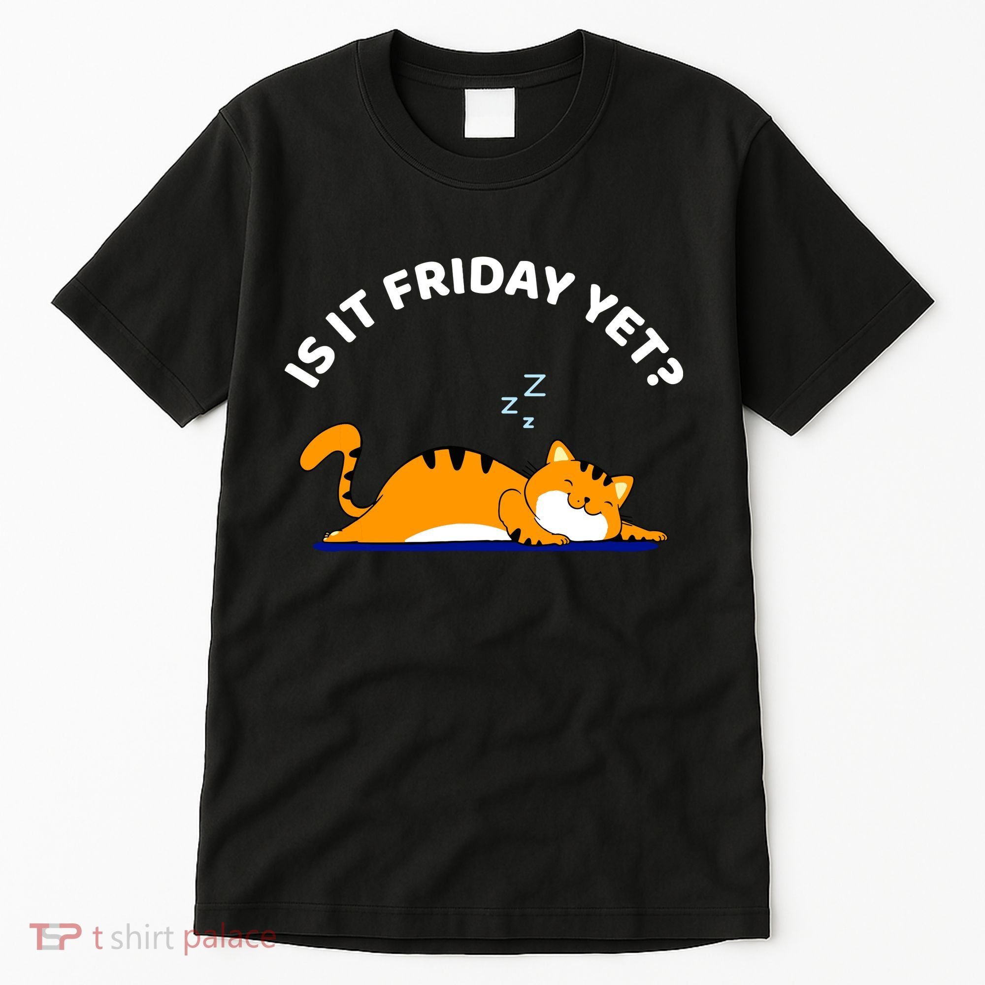 Cat Lover Funny Sleepy Cat Is It Friday Yet Cat Nap Tall T-Shirt