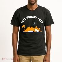 Cat Lover Funny Sleepy Cat Is It Friday Yet Cat Nap Tall T-Shirt thumb 2