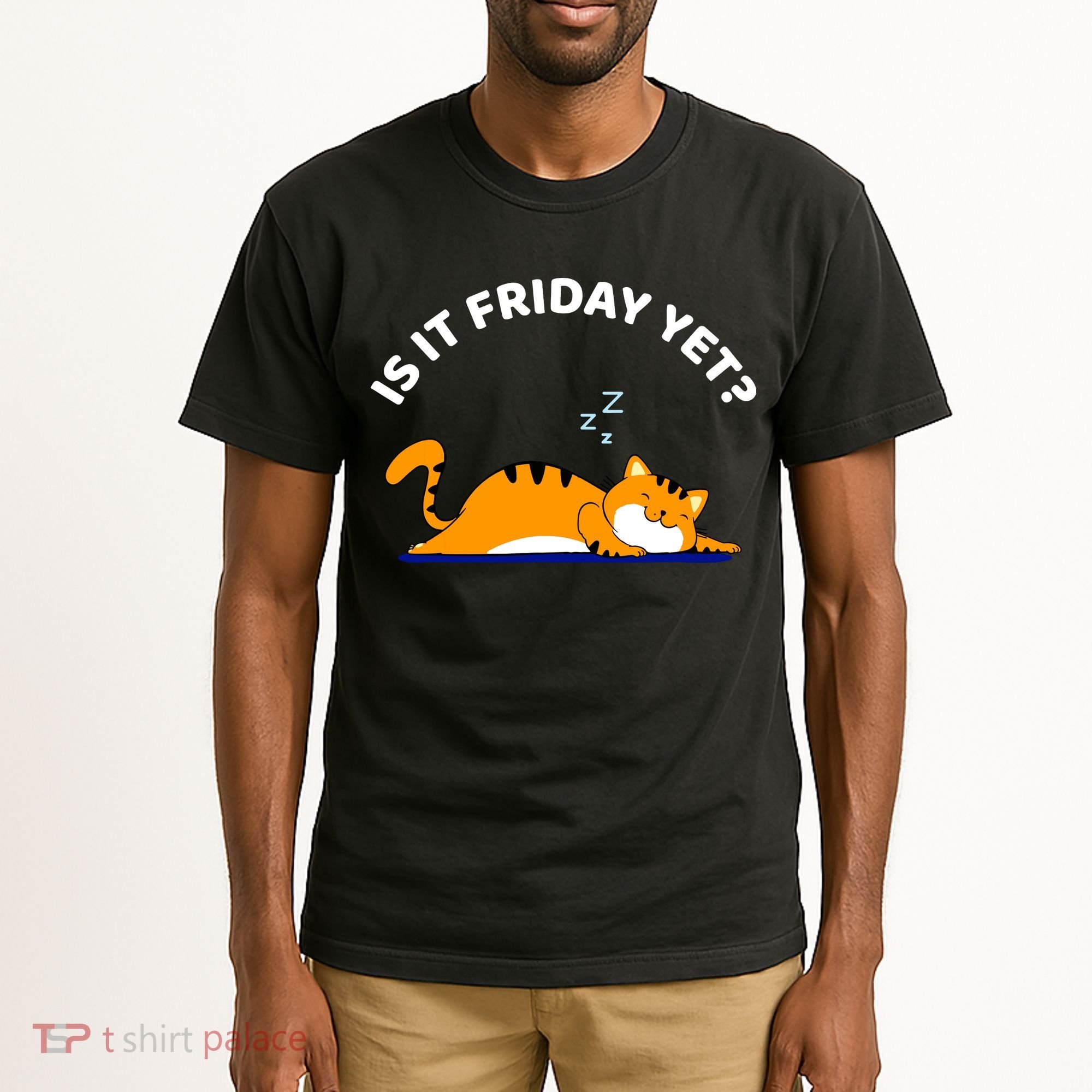 Cat Lover Funny Sleepy Cat Is It Friday Yet Cat Nap Tall T-Shirt