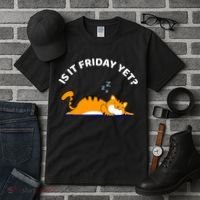 Cat Lover Funny Sleepy Cat Is It Friday Yet Cat Nap Tall T-Shirt thumb 3