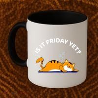 Cat Lover Funny Sleepy Cat Is It Friday Yet Cat Nap Coffee Mug thumb 2