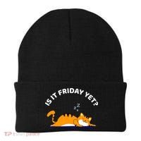 Cat Lover Funny Sleepy Cat Is It Friday Yet Cat Nap Beanie thumb 0