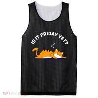 Cat Lover Funny Sleepy Cat Is It Friday Yet Cat Nap Mesh Reversible Basketball Jersey Tank thumb 0