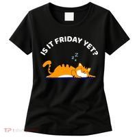 Cat Lover Funny Sleepy Cat Is It Friday Yet Cat Nap Women's T-Shirt thumb 0