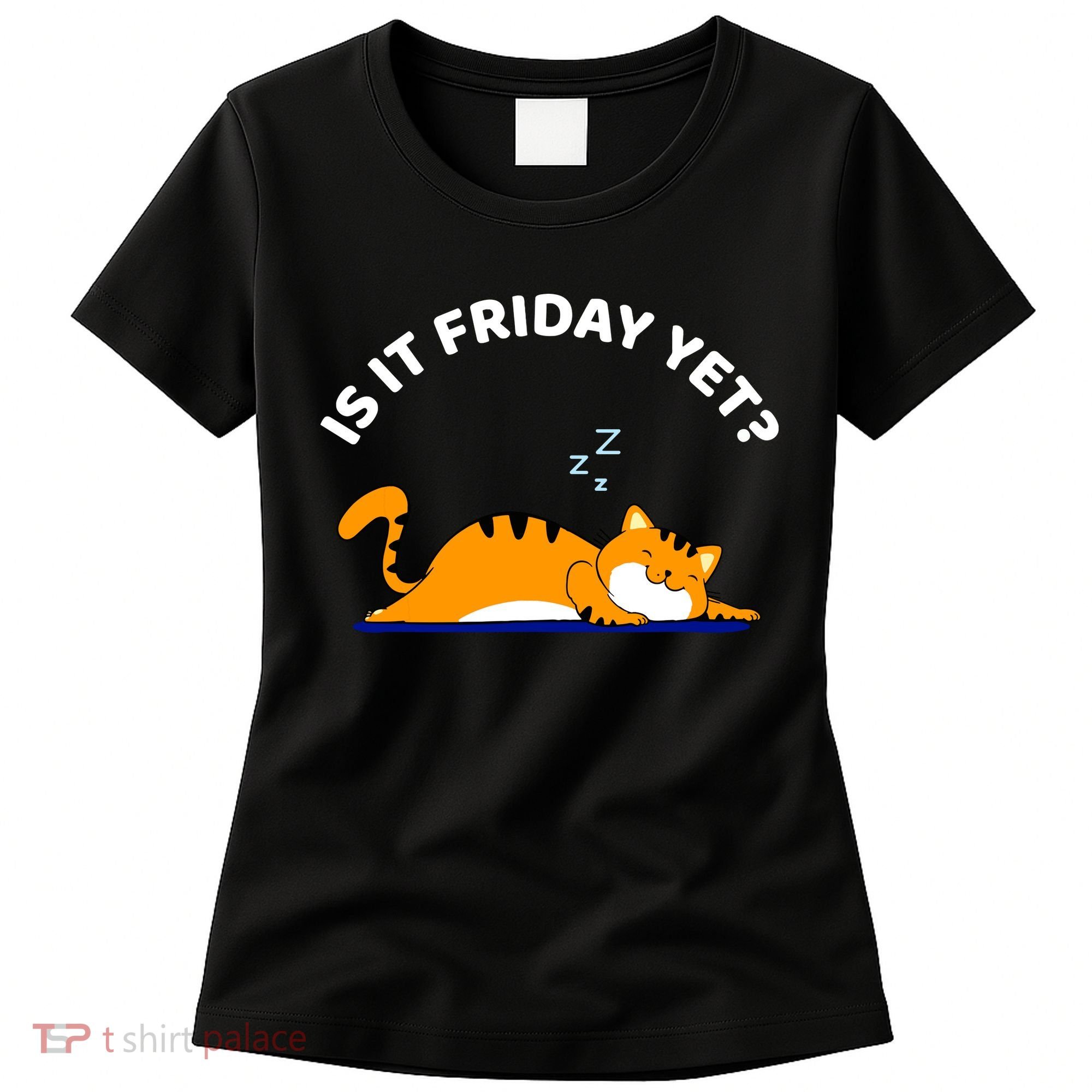 Cat Lover Funny Sleepy Cat Is It Friday Yet Cat Nap Women's T-Shirt