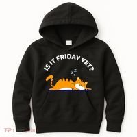 Cat Lover Funny Sleepy Cat Is It Friday Yet Cat Nap Kids Hoodie thumb 0