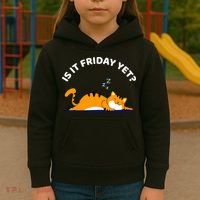 Cat Lover Funny Sleepy Cat Is It Friday Yet Cat Nap Kids Hoodie thumb 3