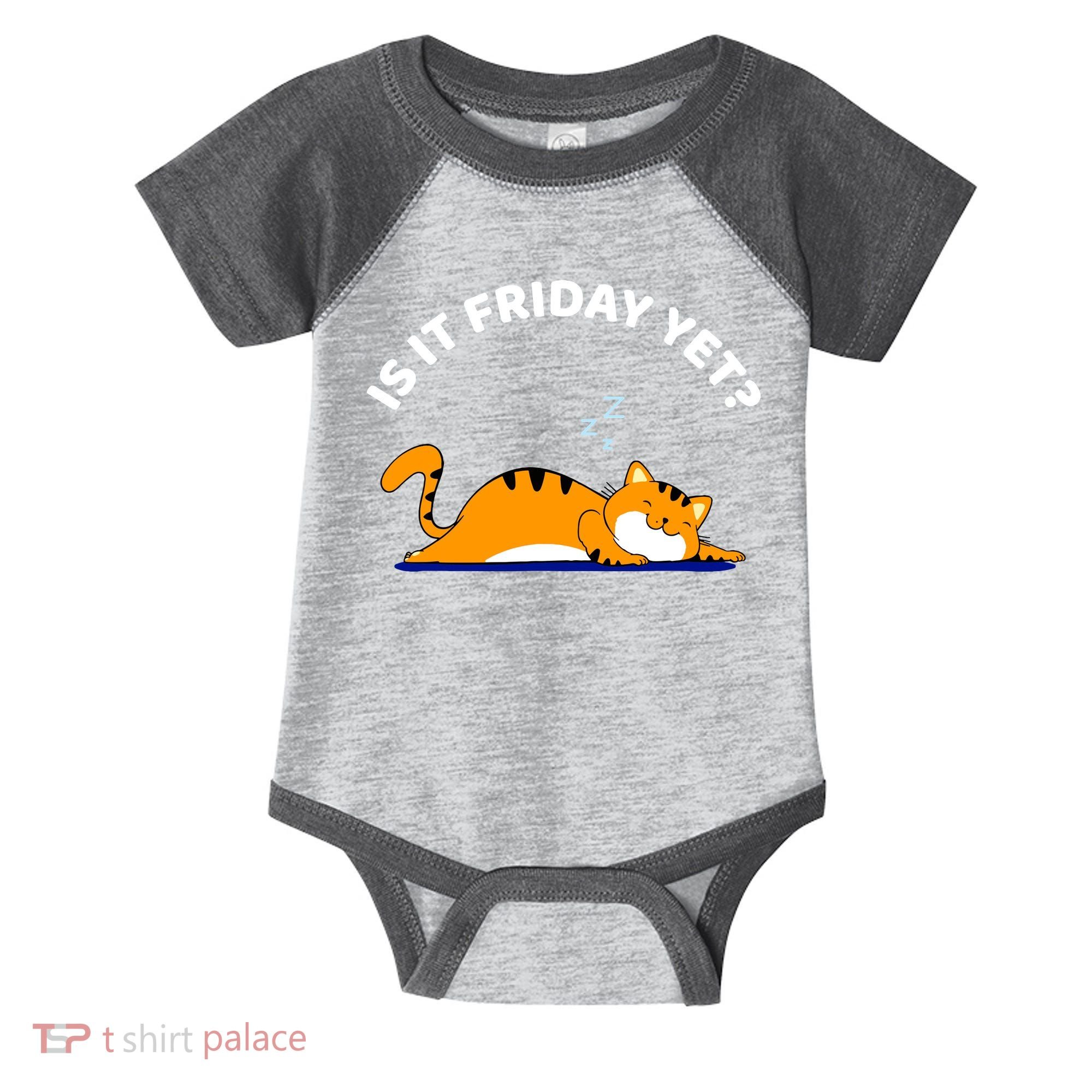 Cat Lover Funny Sleepy Cat Is It Friday Yet Cat Nap Infant Baby Jersey Bodysuit