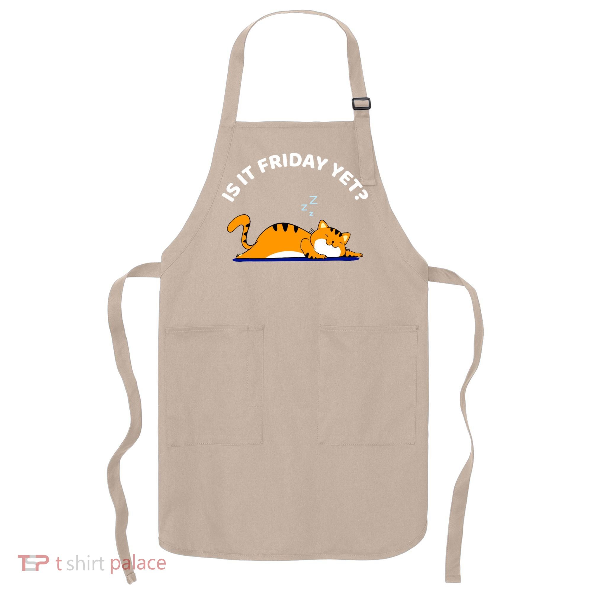 Cat Lover Funny Sleepy Cat Is It Friday Yet Cat Nap Apron