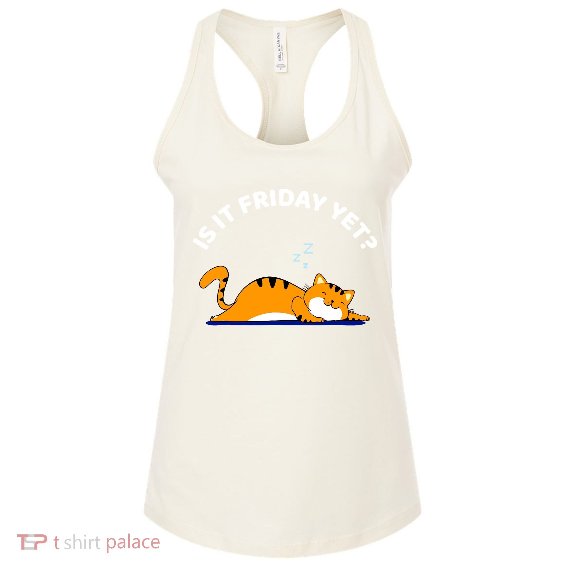 Cat Lover Funny Sleepy Cat Is It Friday Yet Cat Nap Women's Tank Top