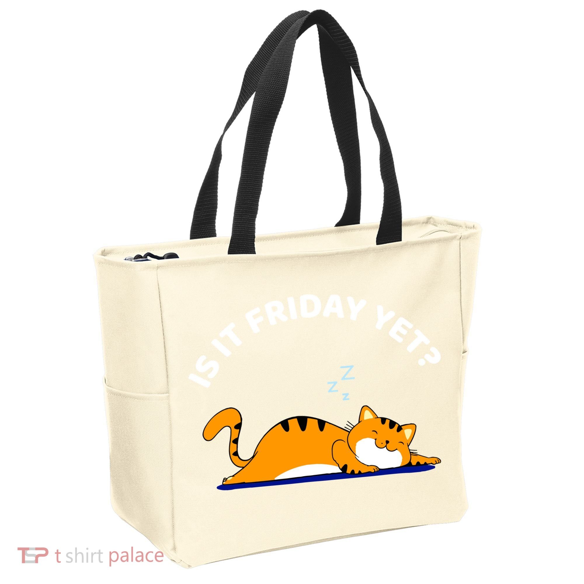 Cat Lover Funny Sleepy Cat Is It Friday Yet Cat Nap Tote Bag