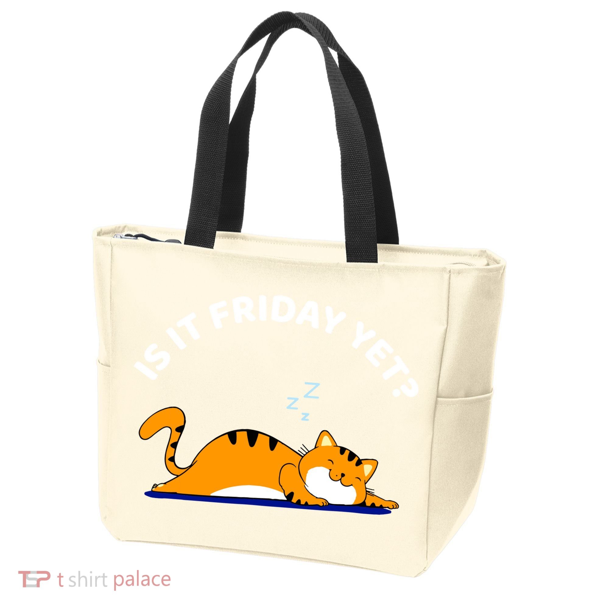 Cat Lover Funny Sleepy Cat Is It Friday Yet Cat Nap Tote Bag