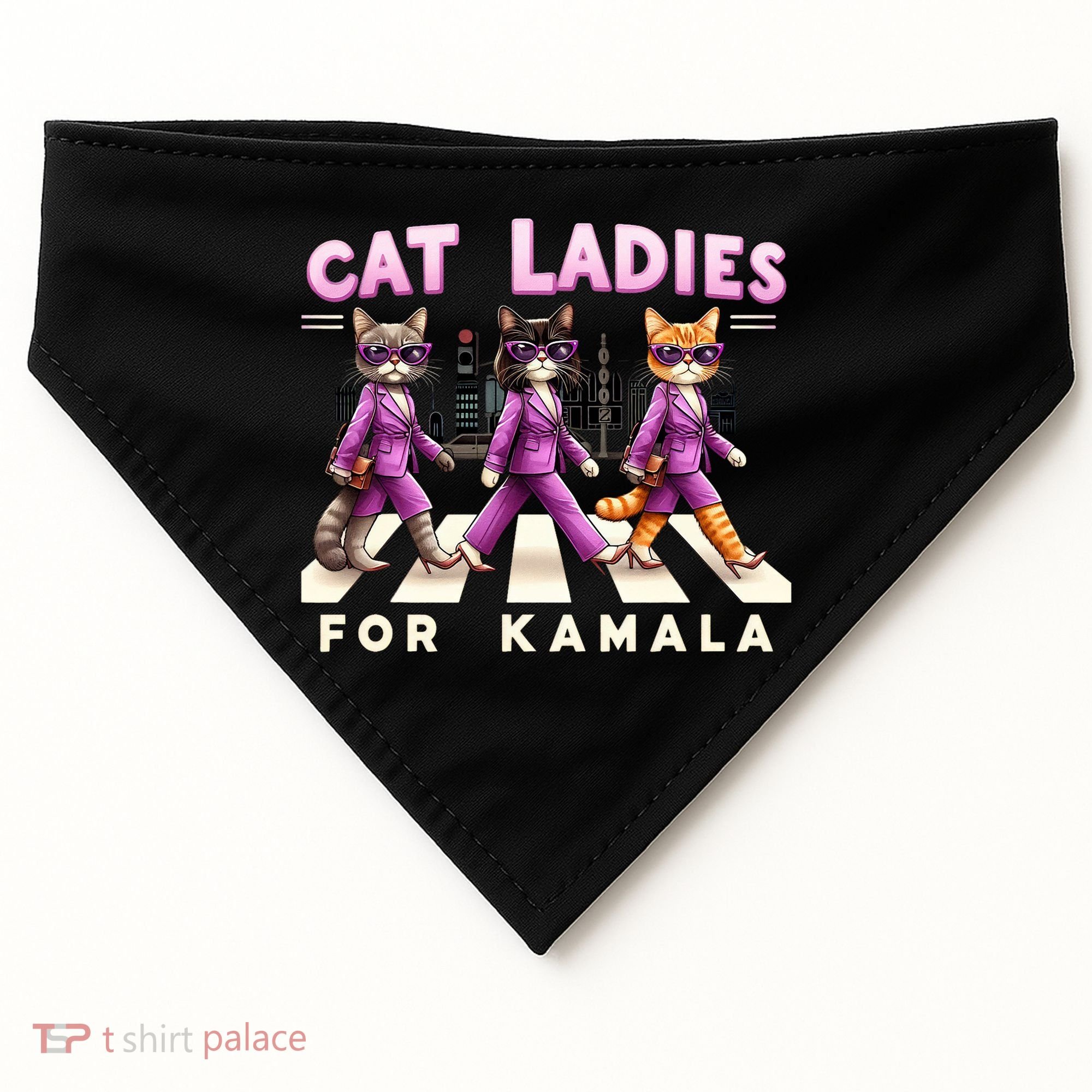 Cat Ladies For Kamala Voting Kamala Harris 2024 Cat Lover USA-Made Doggie Bandana