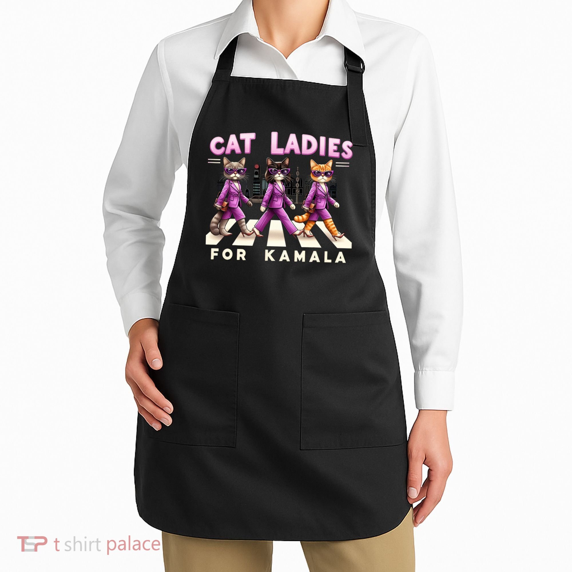 Cat Ladies For Kamala Voting Kamala Harris 2024 Cat Lover Apron