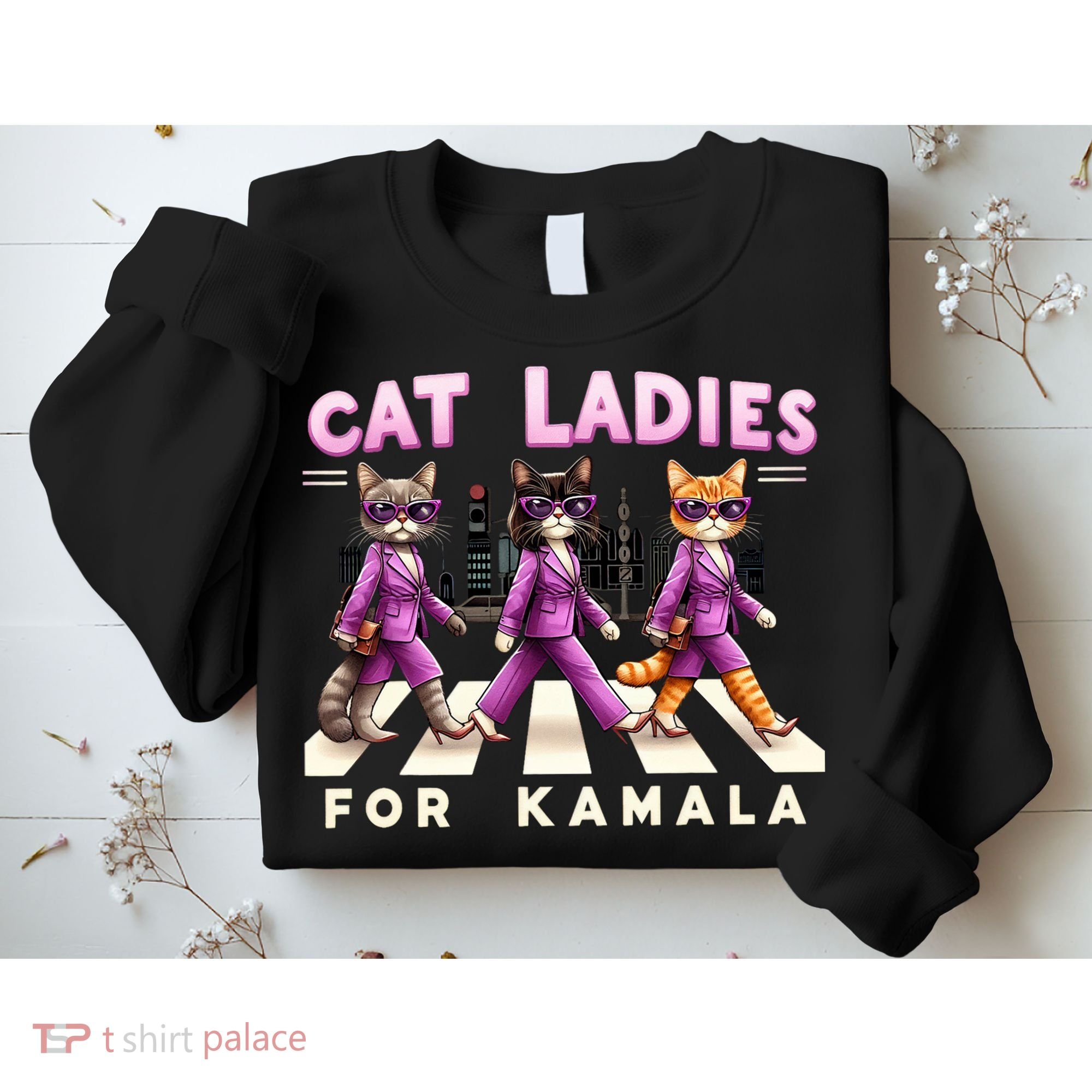 Cat Ladies For Kamala Voting Kamala Harris 2024 Cat Lover Sweatshirt