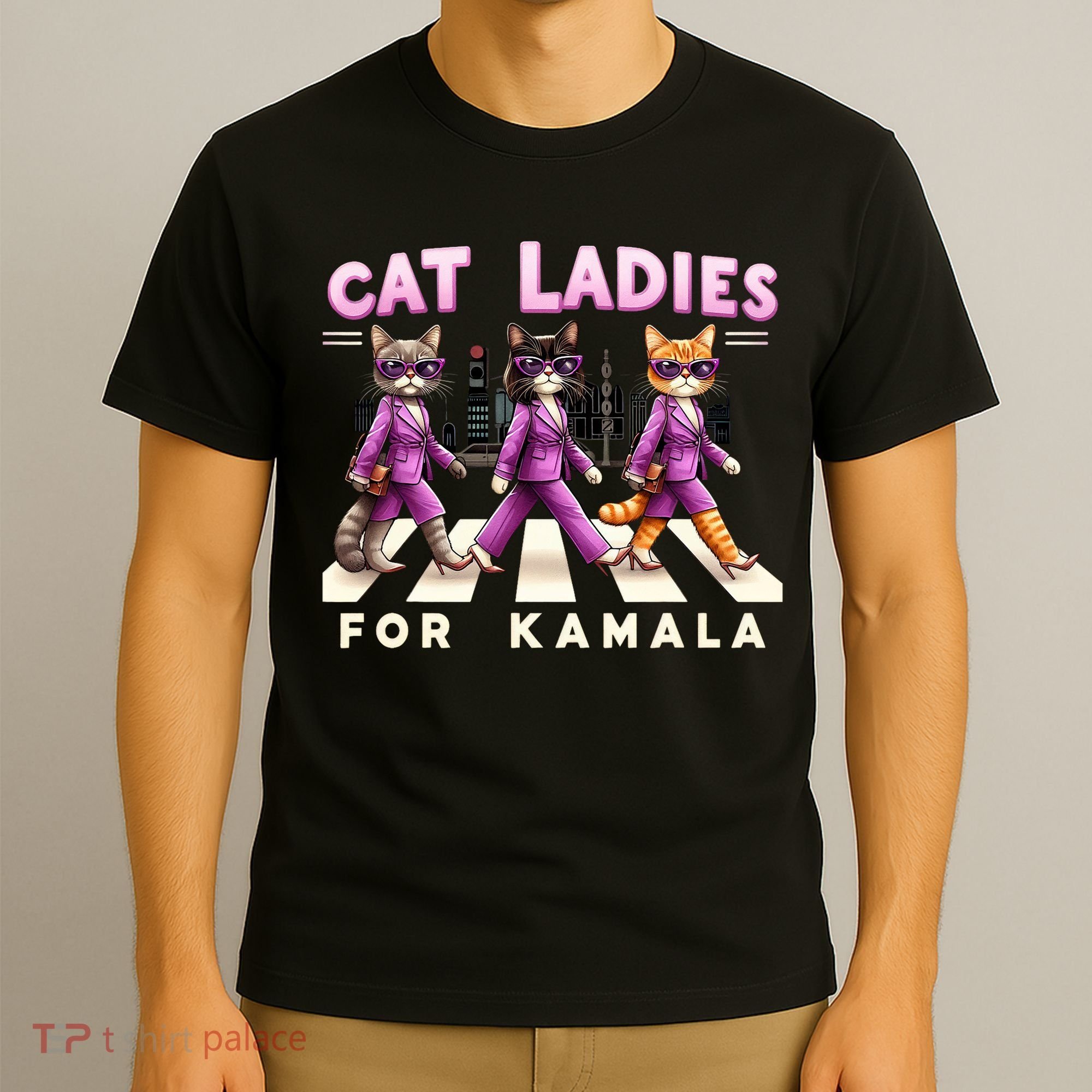 Cat Ladies For Kamala Voting Kamala Harris 2024 Cat Lover T-Shirt