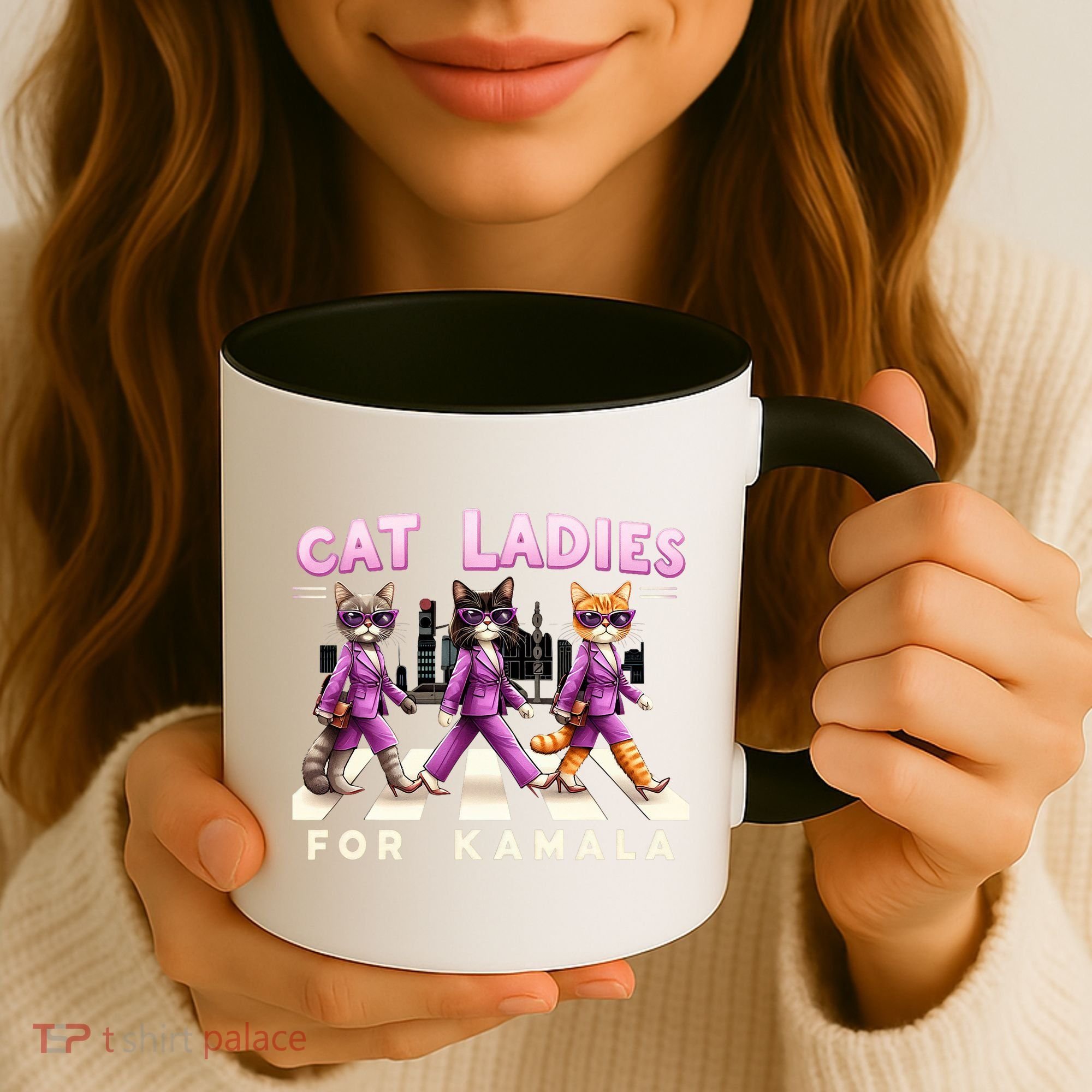 Cat Ladies For Kamala Voting Kamala Harris 2024 Cat Lover Coffee Mug