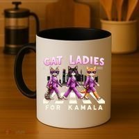 Cat Ladies For Kamala Voting Kamala Harris 2024 Cat Lover Coffee Mug thumb 4
