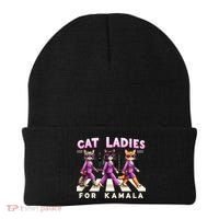 Cat Ladies For Kamala Voting Kamala Harris 2024 Cat Lover Beanie thumb 0