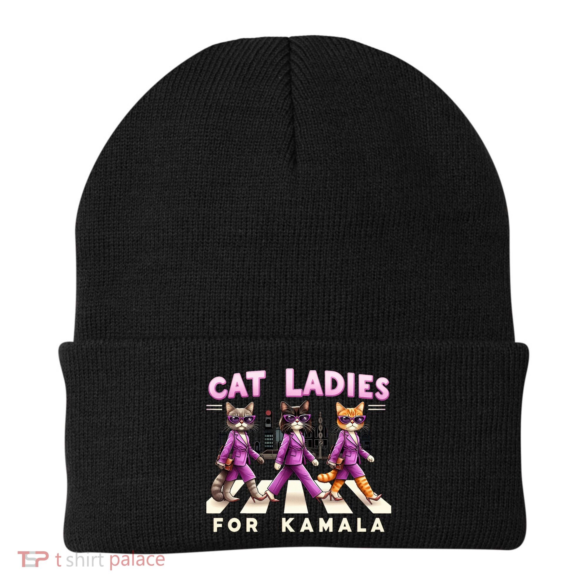 Cat Ladies For Kamala Voting Kamala Harris 2024 Cat Lover Beanie