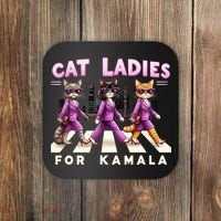 Cat Ladies For Kamala Voting Kamala Harris 2024 Cat Lover Coaster thumb 0