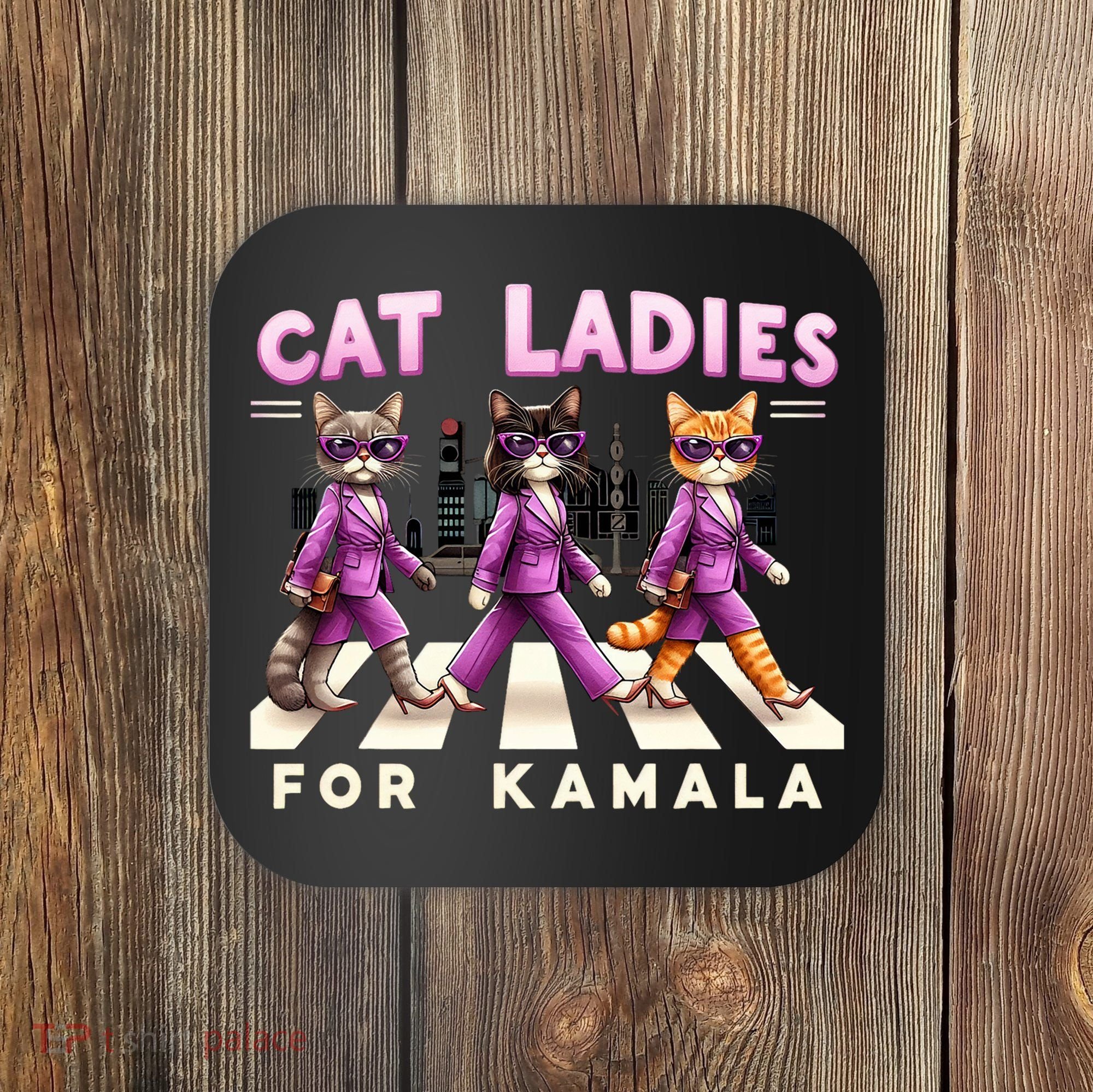 Cat Ladies For Kamala Voting Kamala Harris 2024 Cat Lover Coaster