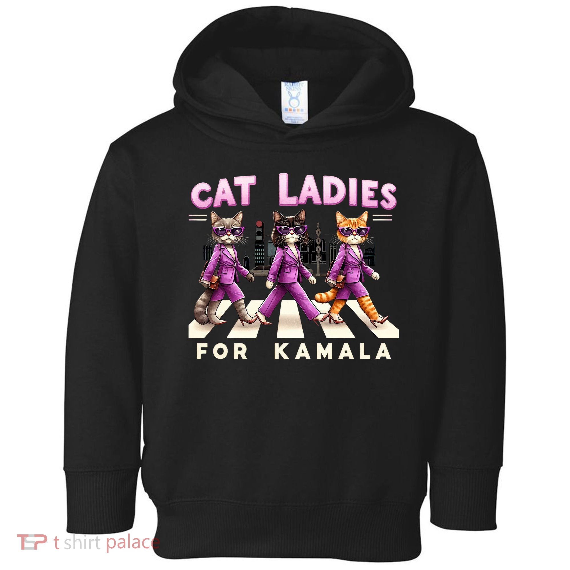 Cat Ladies For Kamala Voting Kamala Harris 2024 Cat Lover Toddler Hoodie