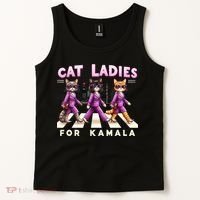 Cat Ladies For Kamala Voting Kamala Harris 2024 Cat Lover Tank Top thumb 2