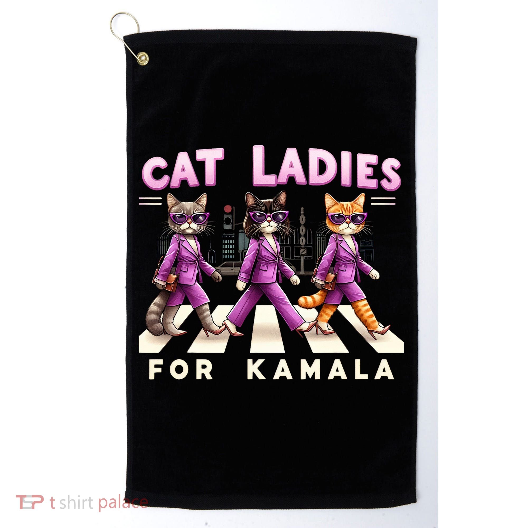 Cat Ladies For Kamala Voting Kamala Harris 2024 Cat Lover Golf Towel