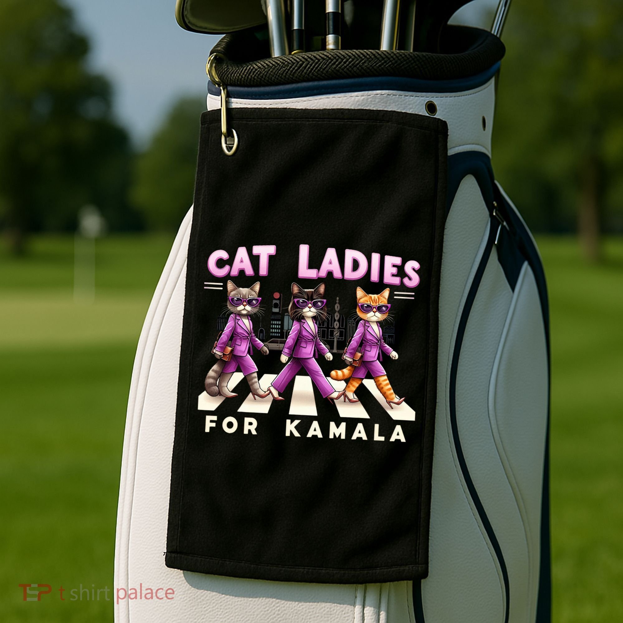 Cat Ladies For Kamala Voting Kamala Harris 2024 Cat Lover Golf Towel