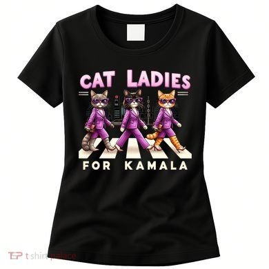 Cat Ladies For Kamala Voting Kamala Harris 2024 Cat Lover Women's T-Shirt
