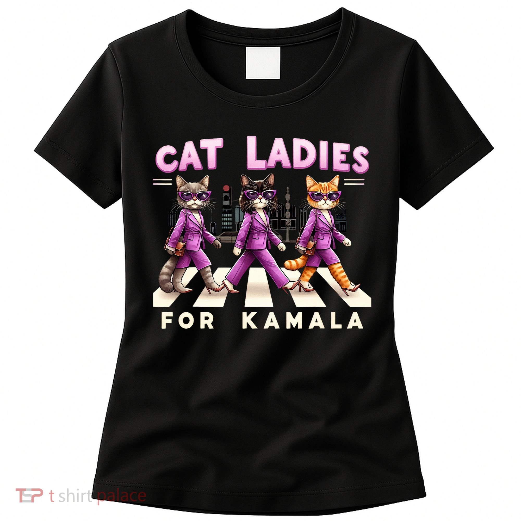 Cat Ladies For Kamala Voting Kamala Harris 2024 Cat Lover Women's T-Shirt