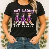 Cat Ladies For Kamala Voting Kamala Harris 2024 Cat Lover Women's T-Shirt thumb 2