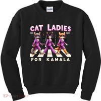 Cat Ladies For Kamala Voting Kamala Harris 2024 Cat Lover Kids Sweatshirt thumb 0